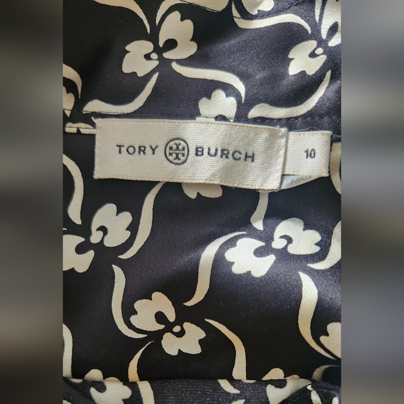 Tory Burch Black &white Silk Tie Neck Shirt - Picture 7 of 10